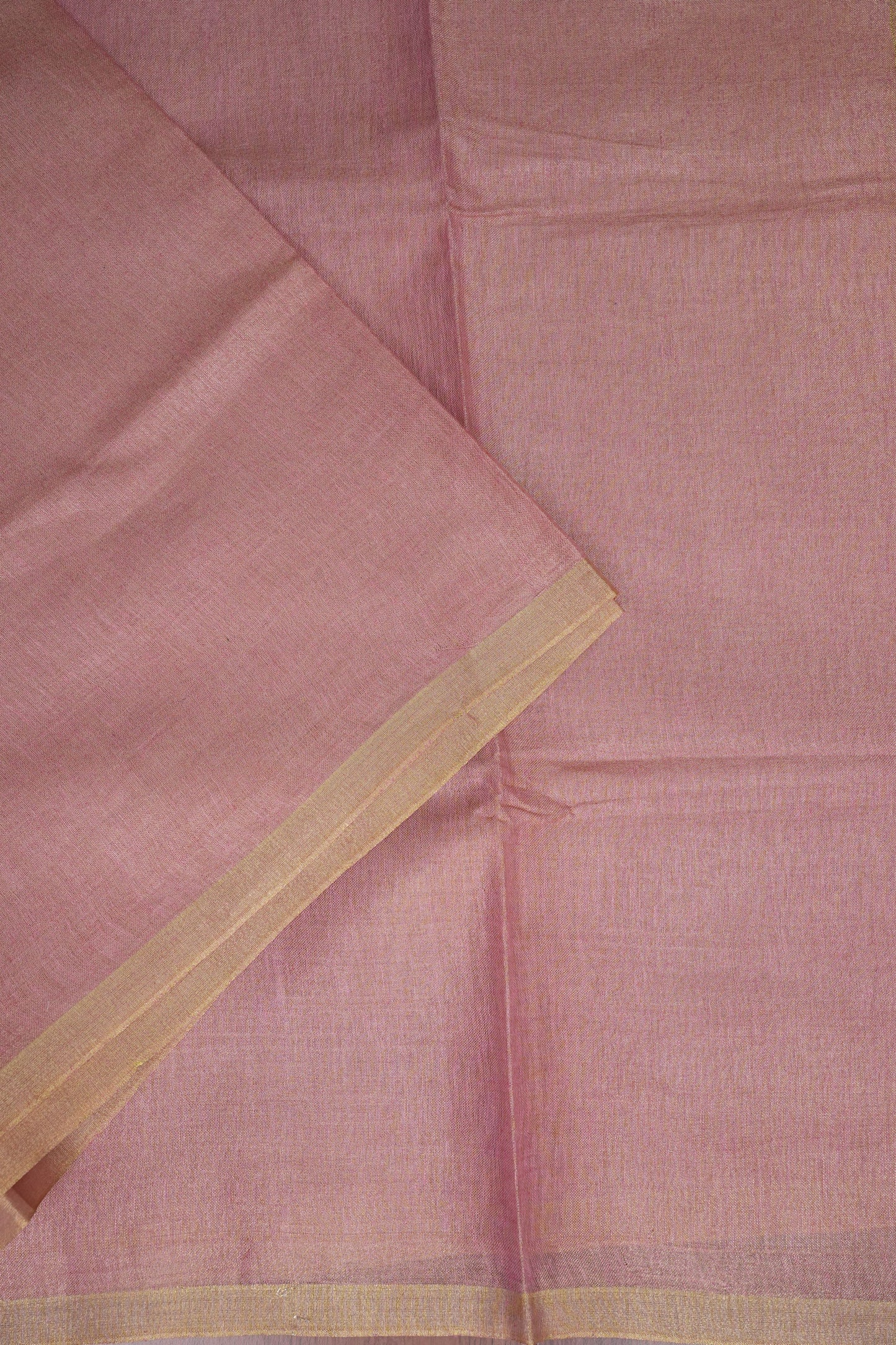 Blush Pink & Gold Tissue Linen Saree