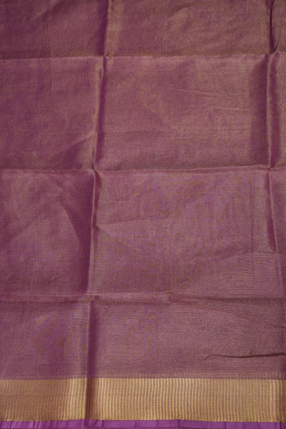 Rose Pink & Champagne Gold Tissue Linen Saree with Zari Border