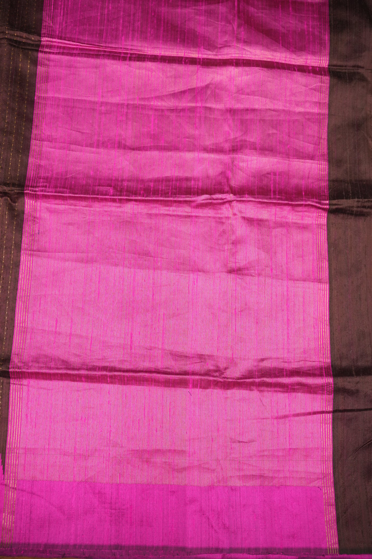 Pure Raw Silk Saree – Coffee Brown & Hot Pink