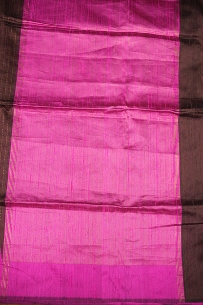 Pure Raw Silk Saree – Coffee Brown & Hot Pink