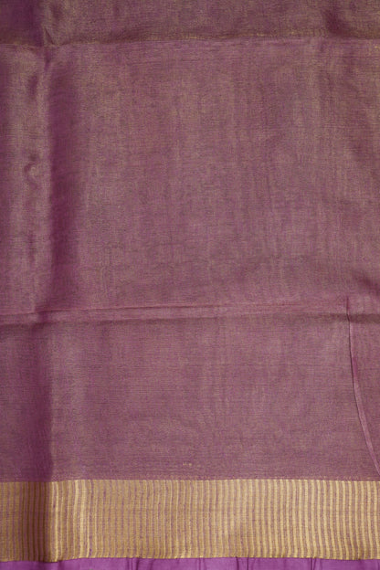 Rose Pink & Champagne Gold Tissue Linen Saree with Zari Border