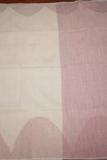 Linen Saree with Needle Embroidery – Off White & Rose Pink