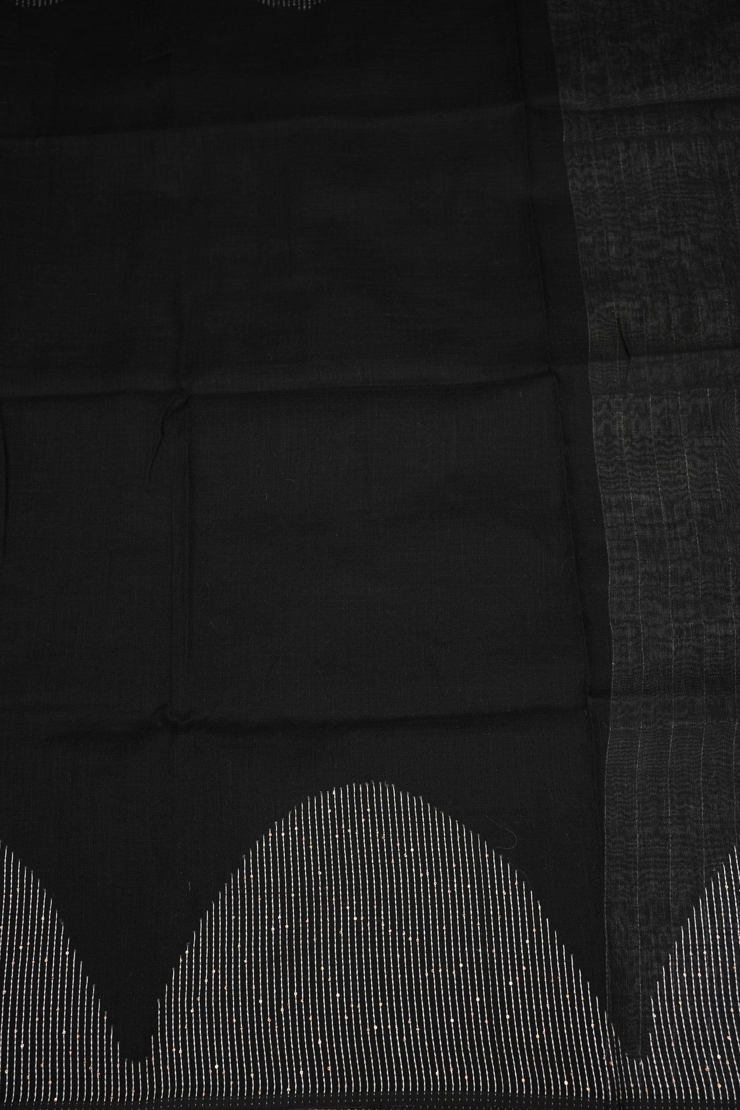 Linen Saree with Needle Embroidery – Classic Black