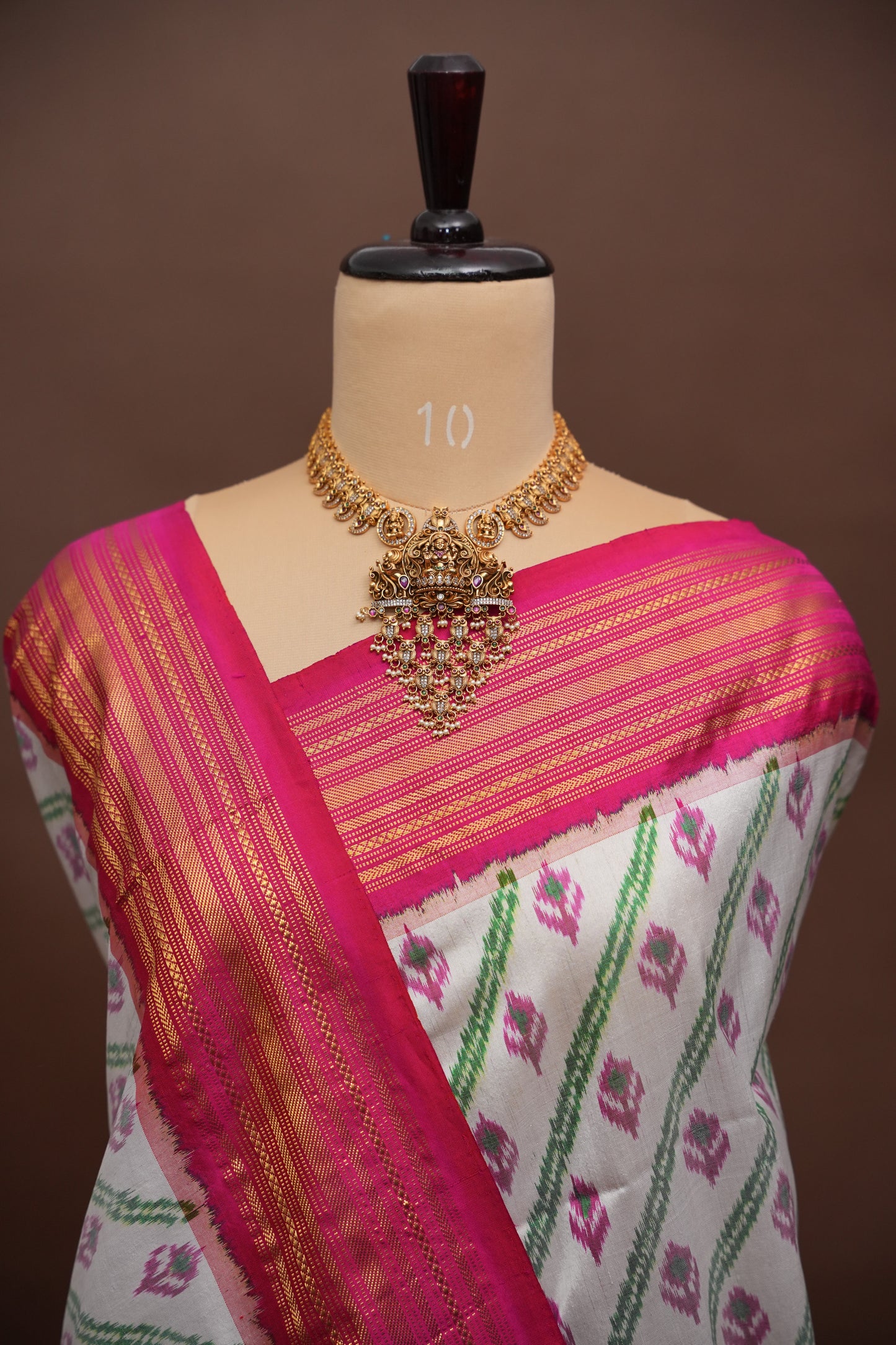 Pure Ikkat Soft Silk Saree - Pink & White
