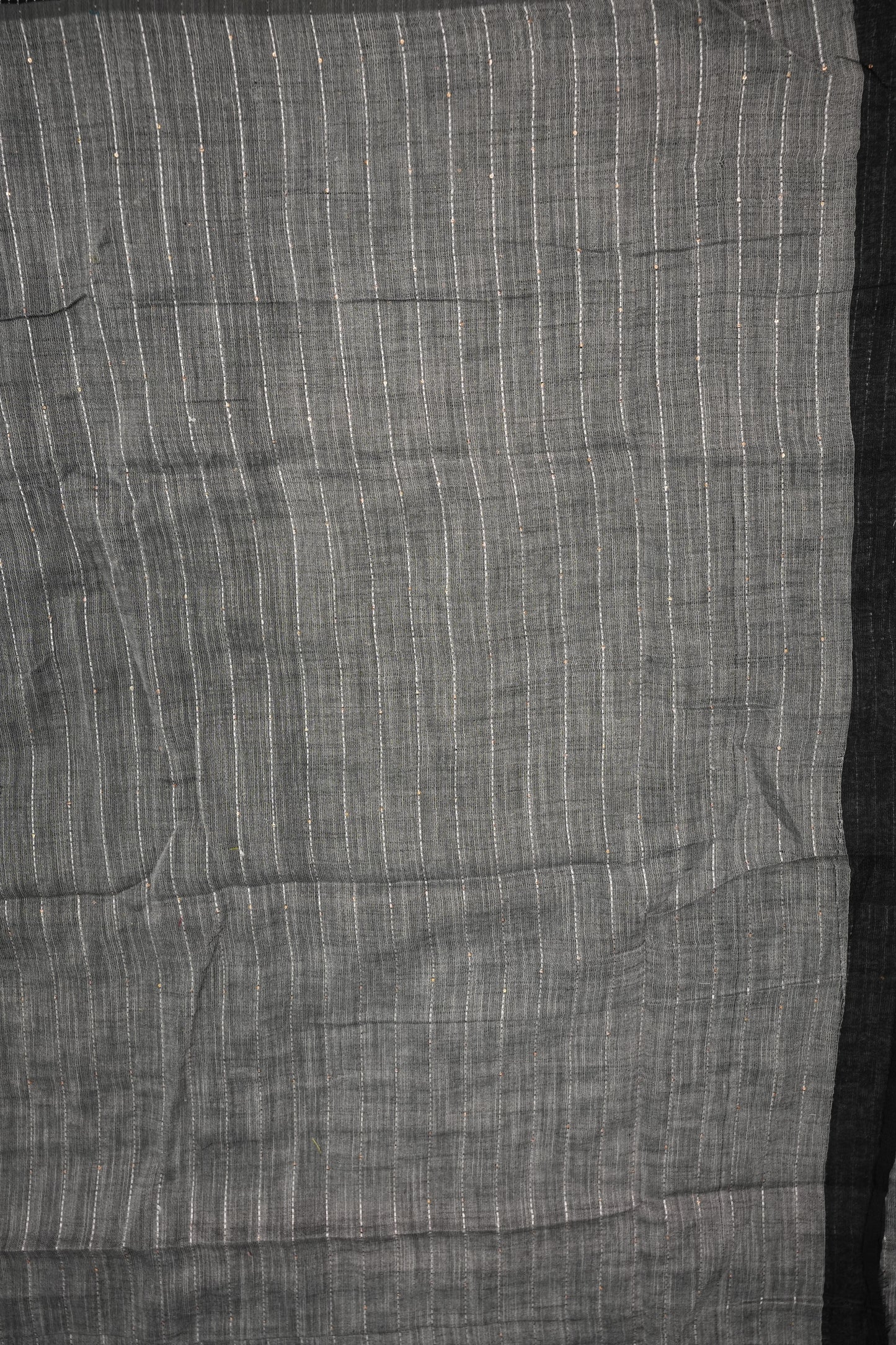 Linen Saree with Needle Embroidery – Classic Black
