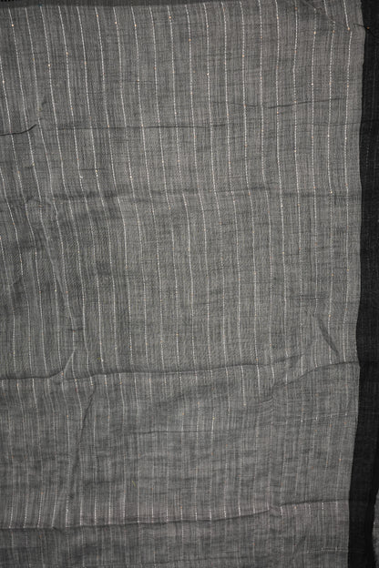 Linen Saree with Needle Embroidery – Classic Black