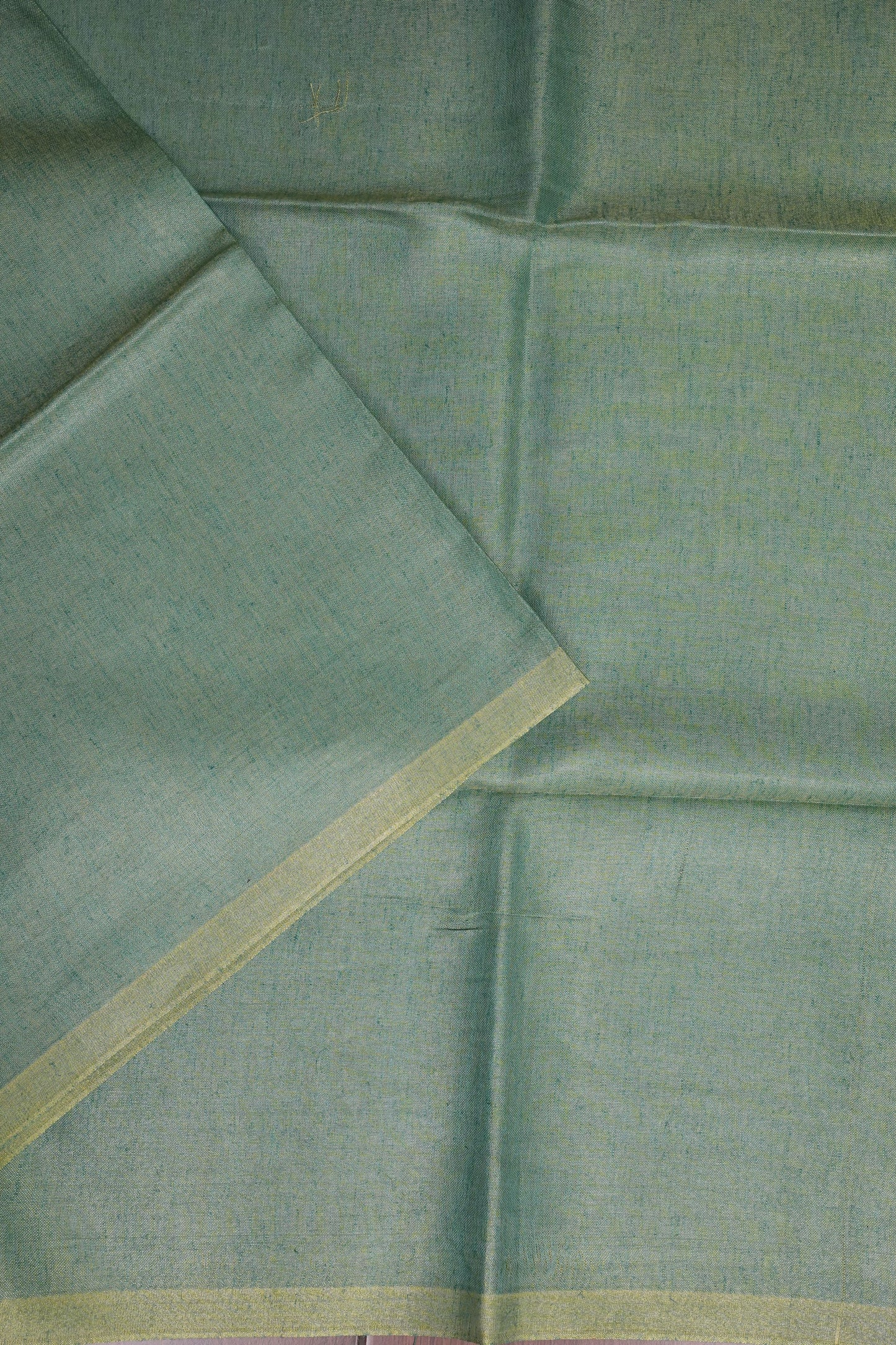 Sage Green & Olive Gold Tissue Linen Saree