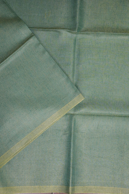 Sage Green & Olive Gold Tissue Linen Saree