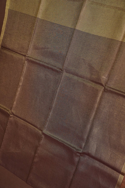 Mocha Brown & Antique Gold Tissue Linen Saree