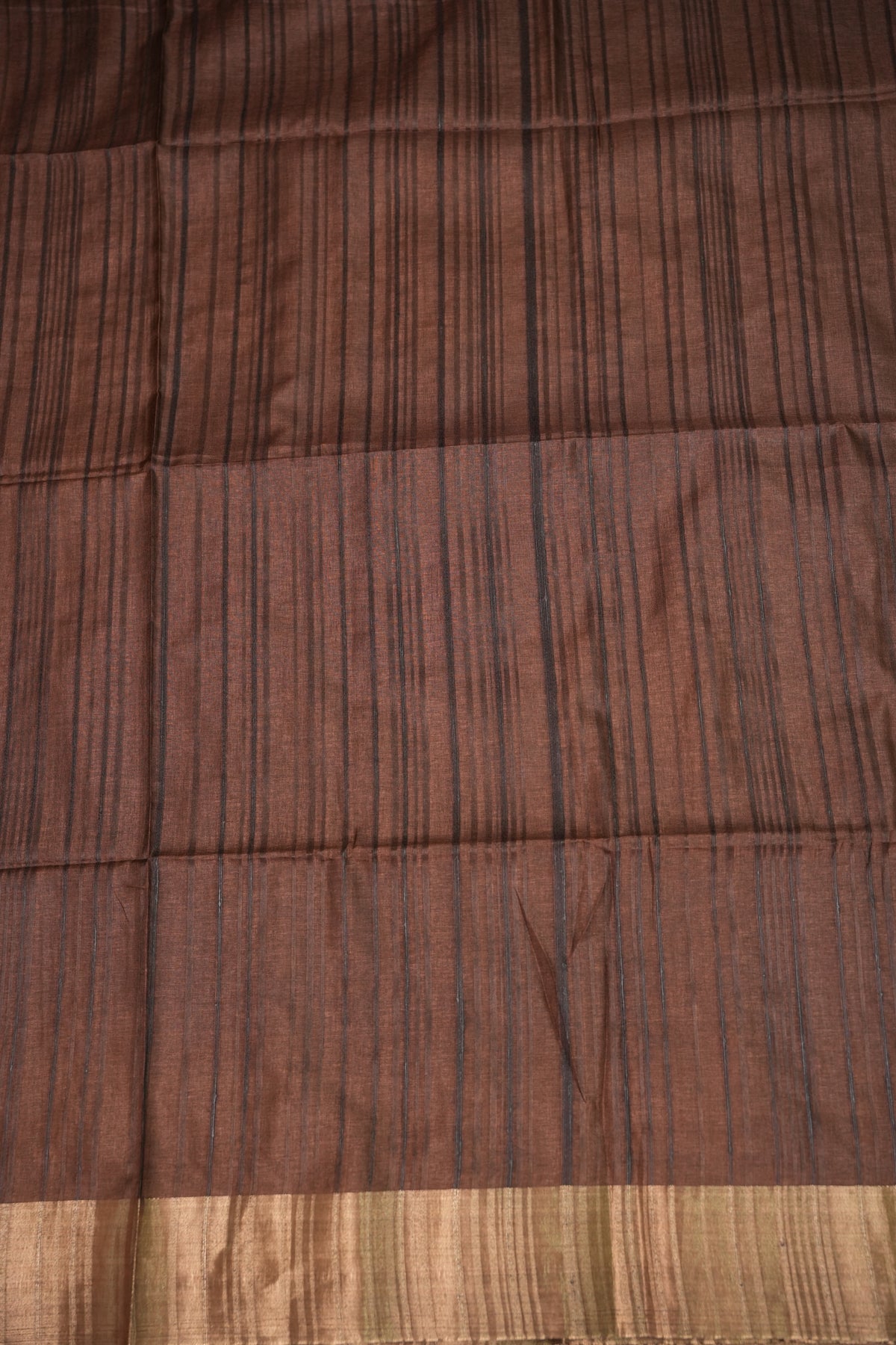 Soft Tussar Raw Silk Saree with Kalamkari Printed Blouse – Coffee Brown