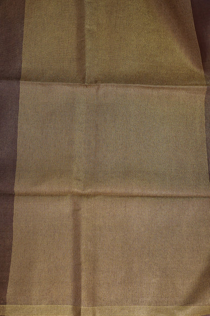 Mocha Brown & Antique Gold Tissue Linen Saree