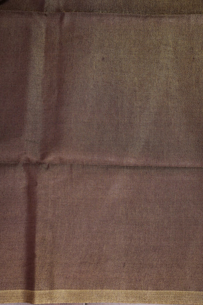 Mocha Brown & Antique Gold Tissue Linen Saree