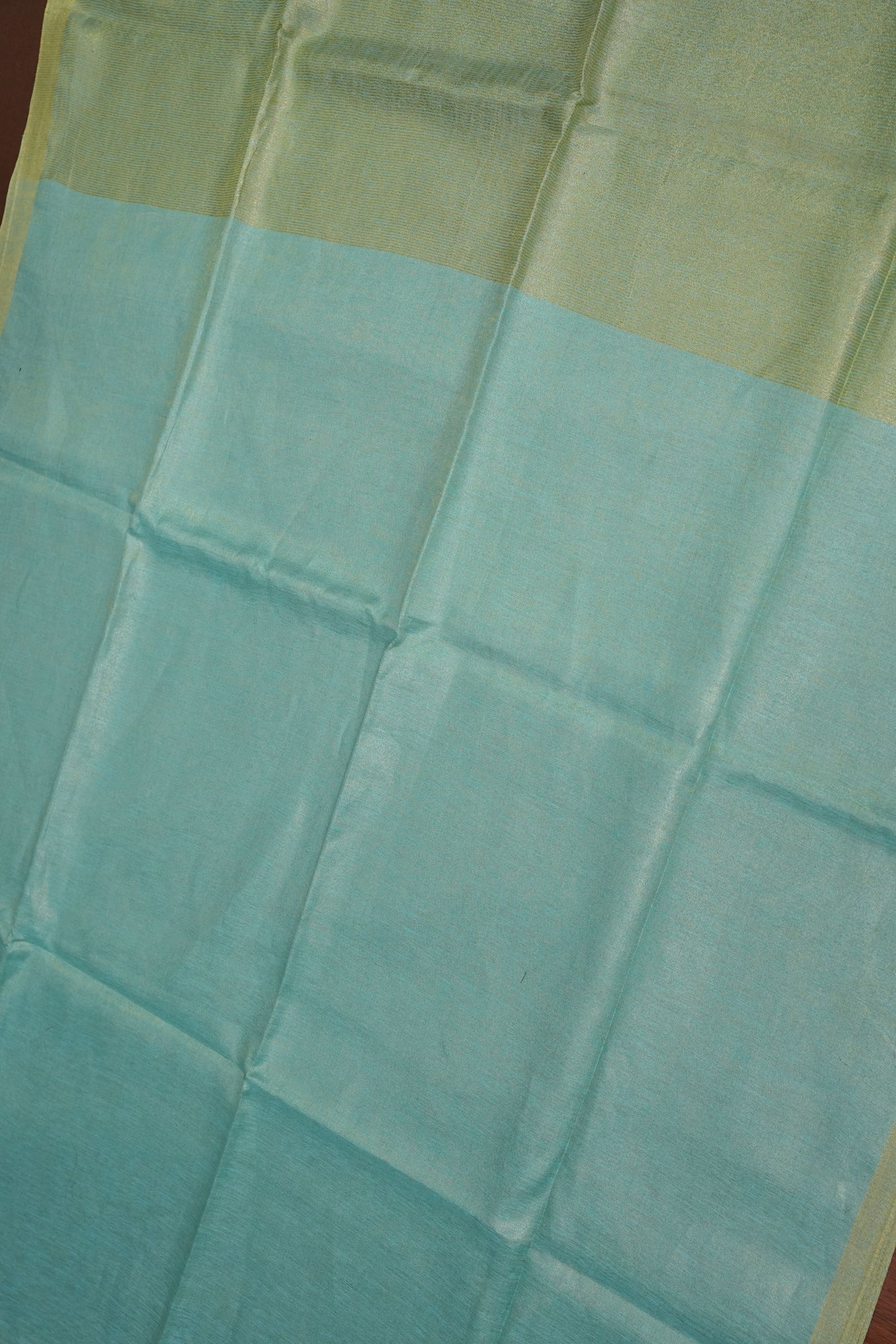 Aqua Blue & Soft Gold Tissue Linen Saree