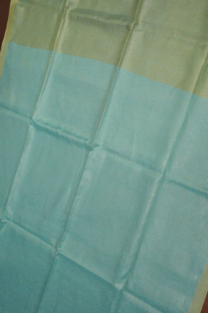 Aqua Blue & Soft Gold Tissue Linen Saree