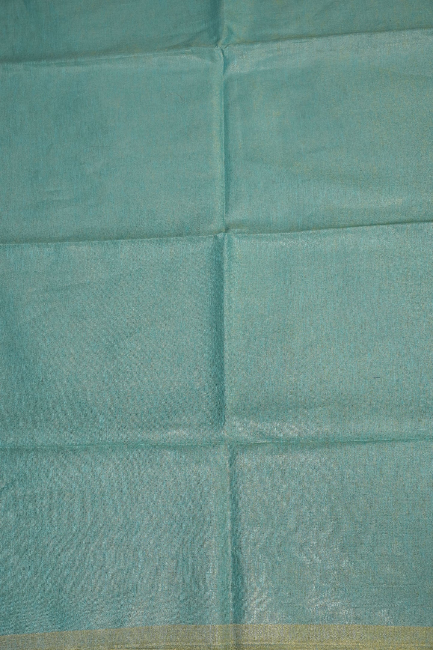 Aqua Blue & Soft Gold Tissue Linen Saree