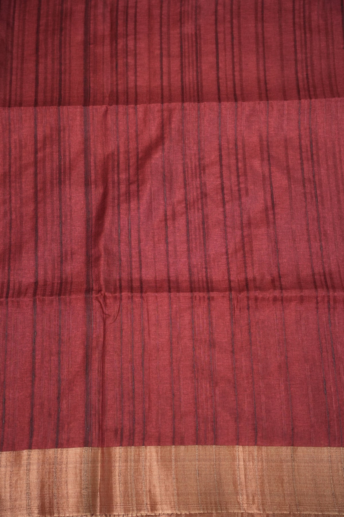 Soft Tussar Raw Silk Saree with Kalamkari Printed Blouse – Rust Red