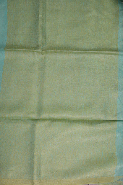 Aqua Blue & Soft Gold Tissue Linen Saree
