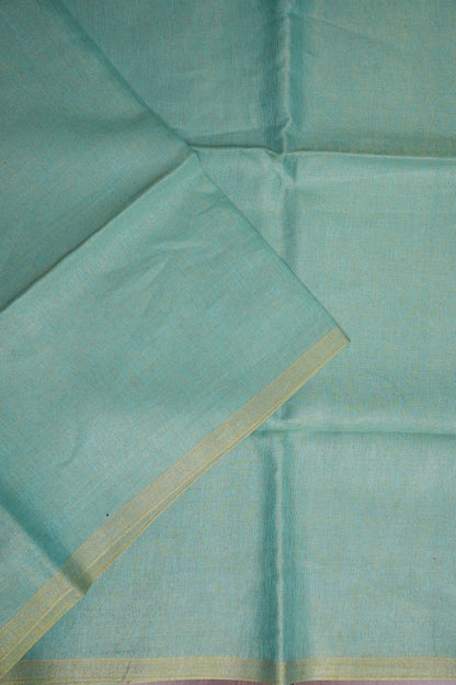 Aqua Blue & Soft Gold Tissue Linen Saree
