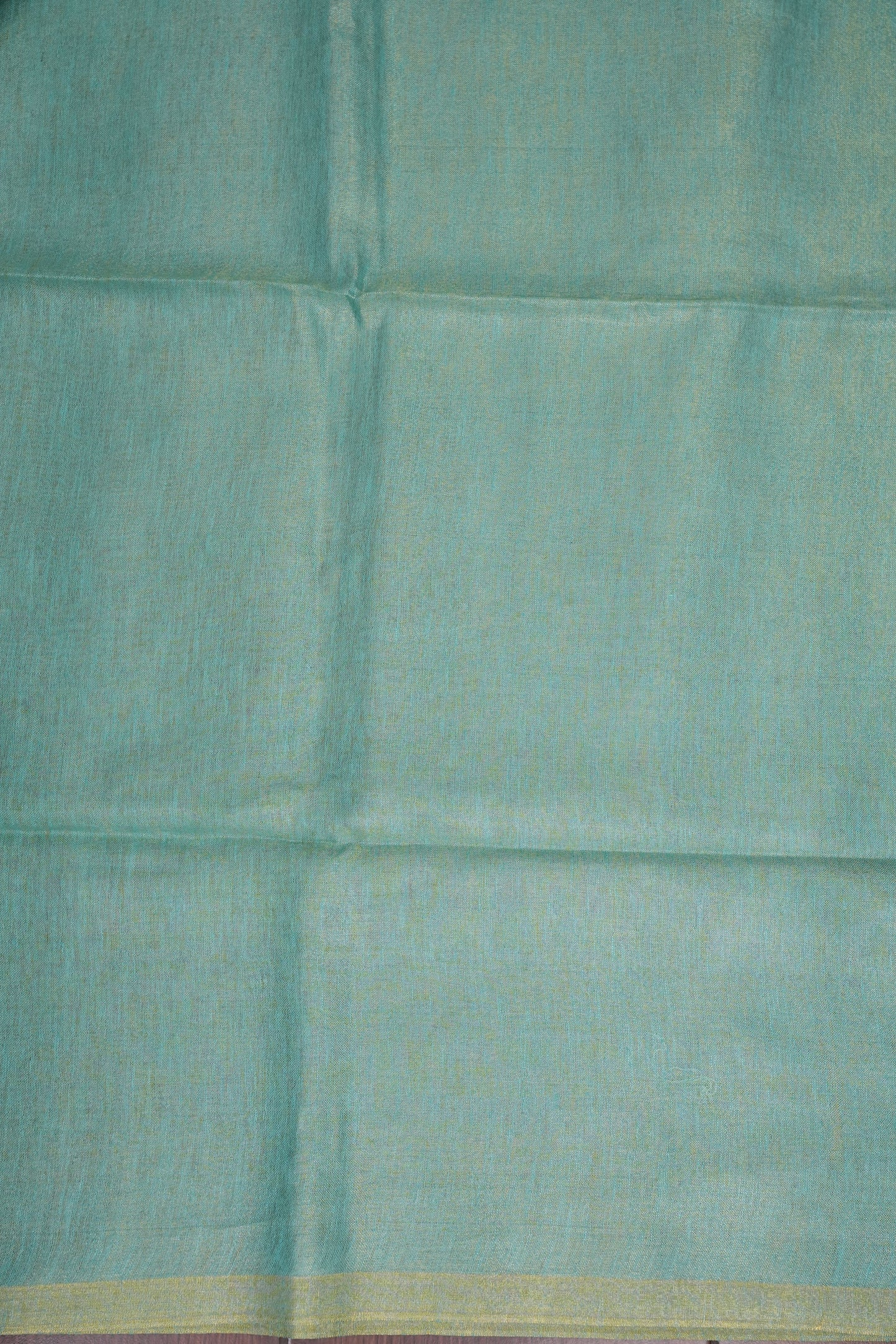 Aqua Blue & Soft Gold Tissue Linen Saree