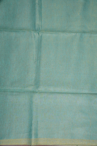 Aqua Blue & Soft Gold Tissue Linen Saree