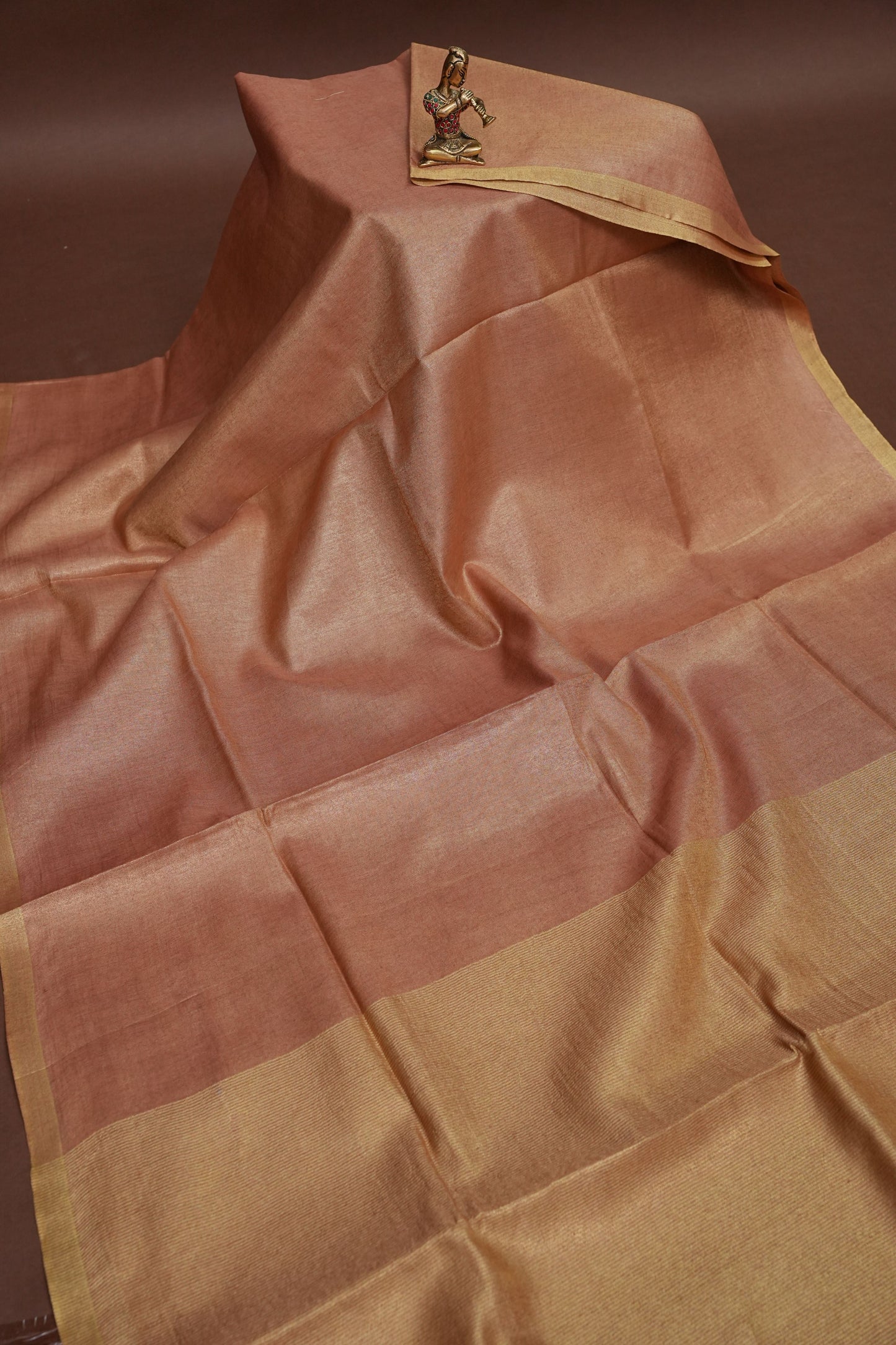 Peach Blush & Soft Gold Tissue Linen Saree