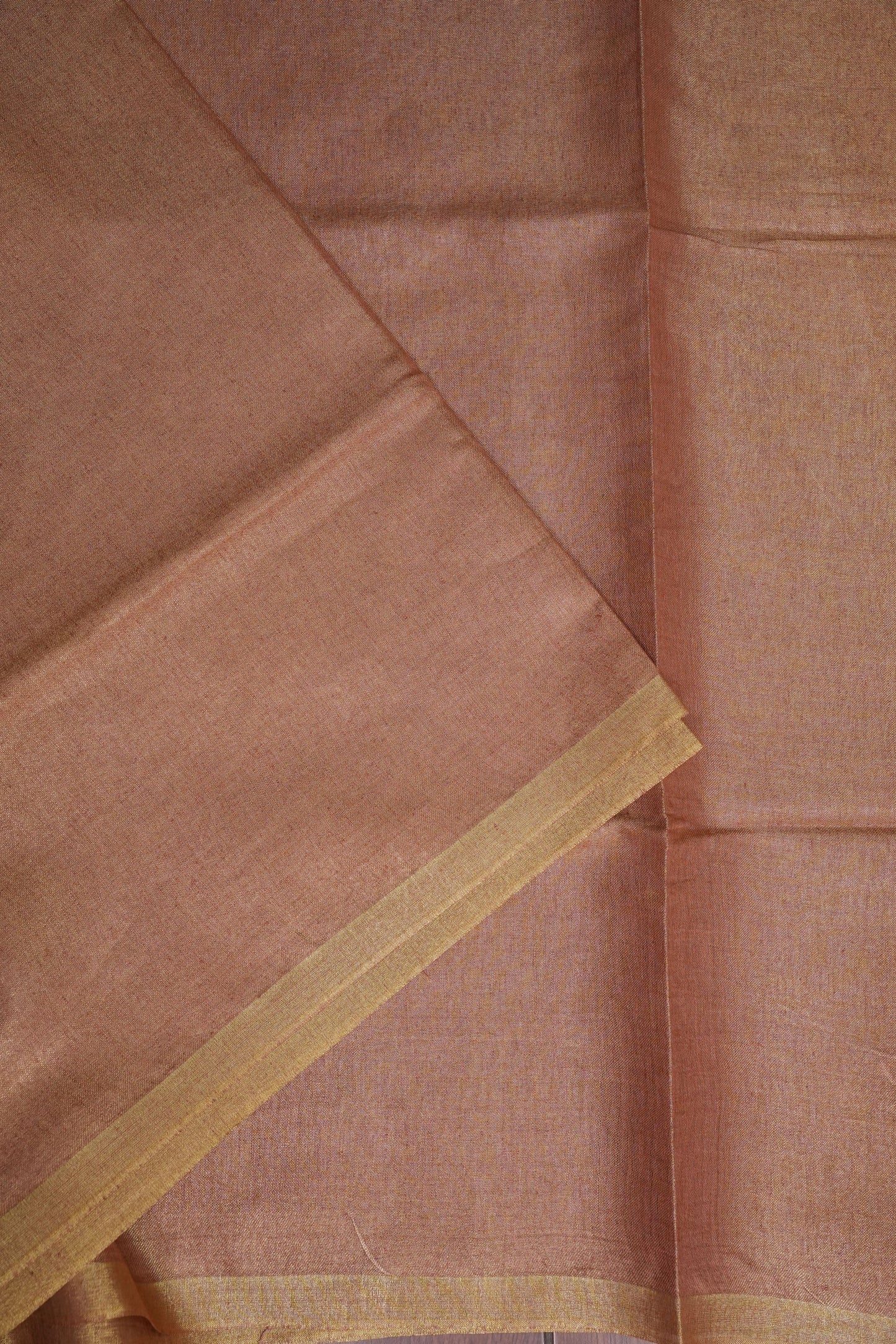 Peach Blush & Soft Gold Tissue Linen Saree