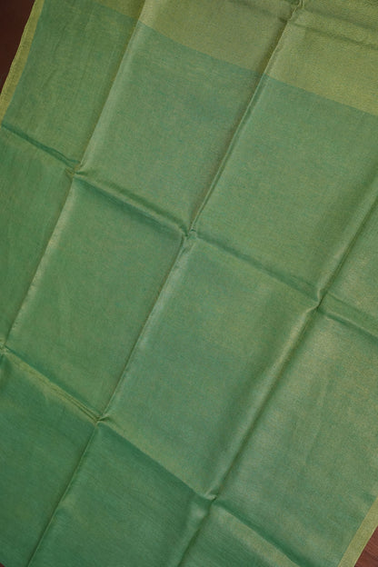 Fresh Green & Soft Gold Tissue Linen Saree