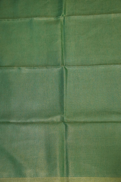 Fresh Green & Soft Gold Tissue Linen Saree