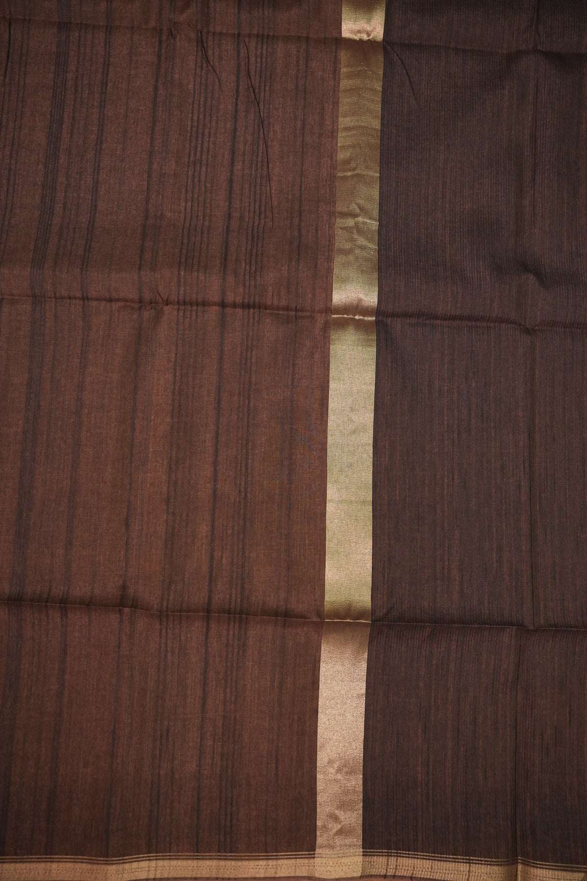 Soft Tussar Raw Silk Saree with Kalamkari Printed Blouse – Coffee Brown