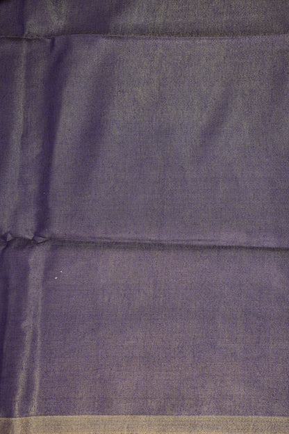 Violet Tissue Linen Saree with Gold Piping Border