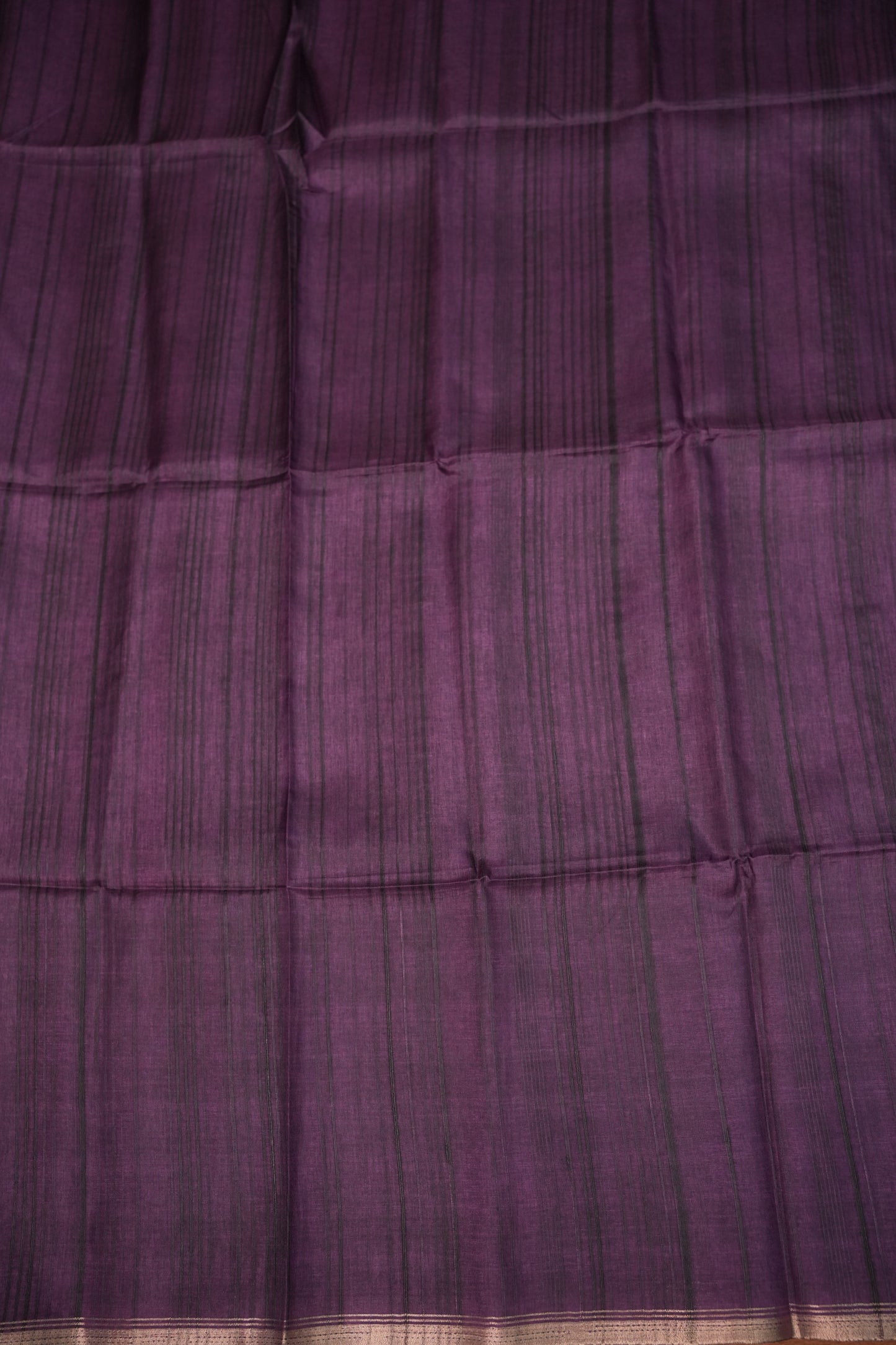 Soft Tussar Raw Silk Saree with Kalamkari Printed Blouse – Deep Purple