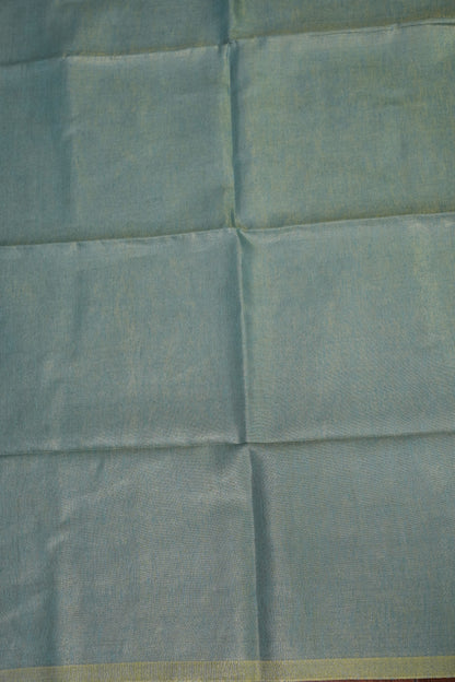 Powder Blue & Lime Gold Tissue Linen Saree