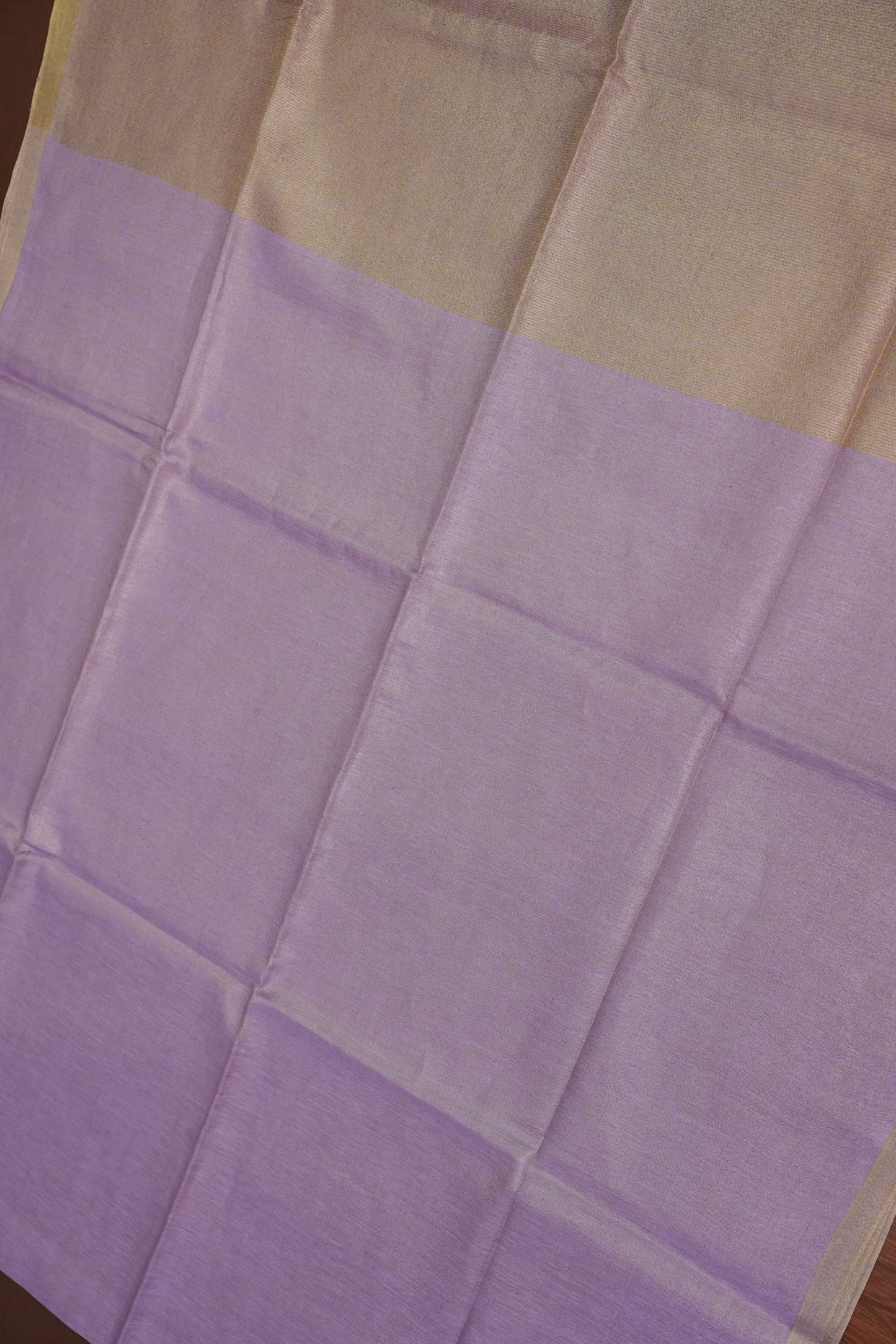 Soft Lilac Purple & Champagne Gold Tissue Linen Saree
