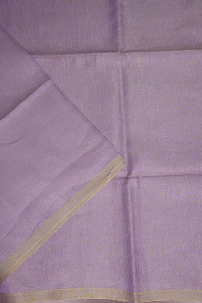 Soft Lilac Purple & Champagne Gold Tissue Linen Saree