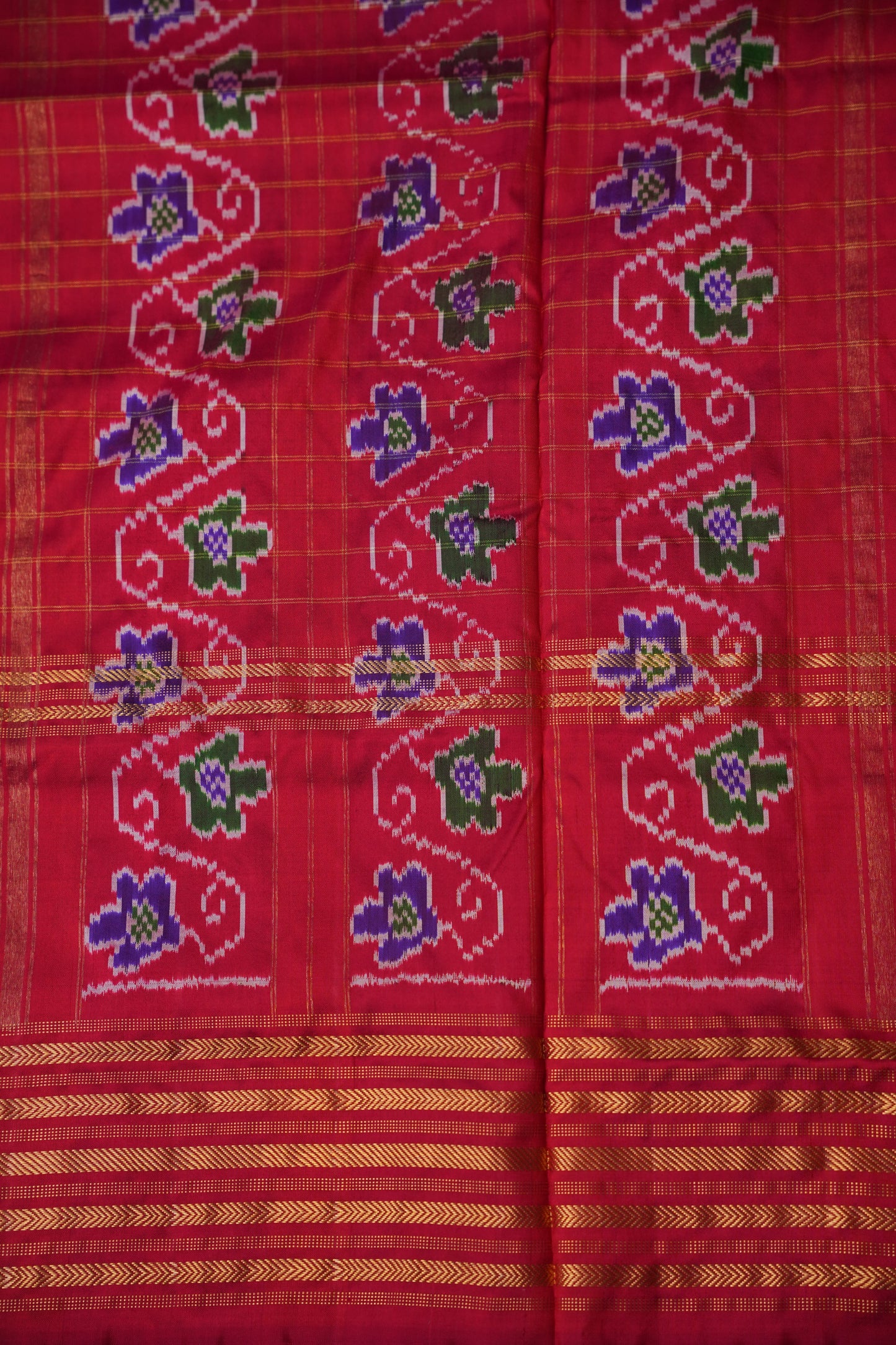 Pure Ikkat Soft Silk Saree - Red & White