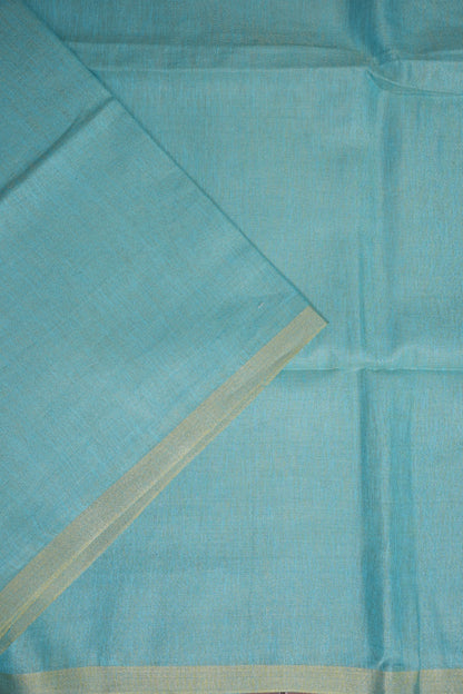Sky Blue & Soft Gold Tissue Linen Saree