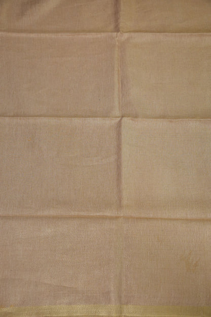 Champagne Beige & Soft Gold Tissue Linen Saree