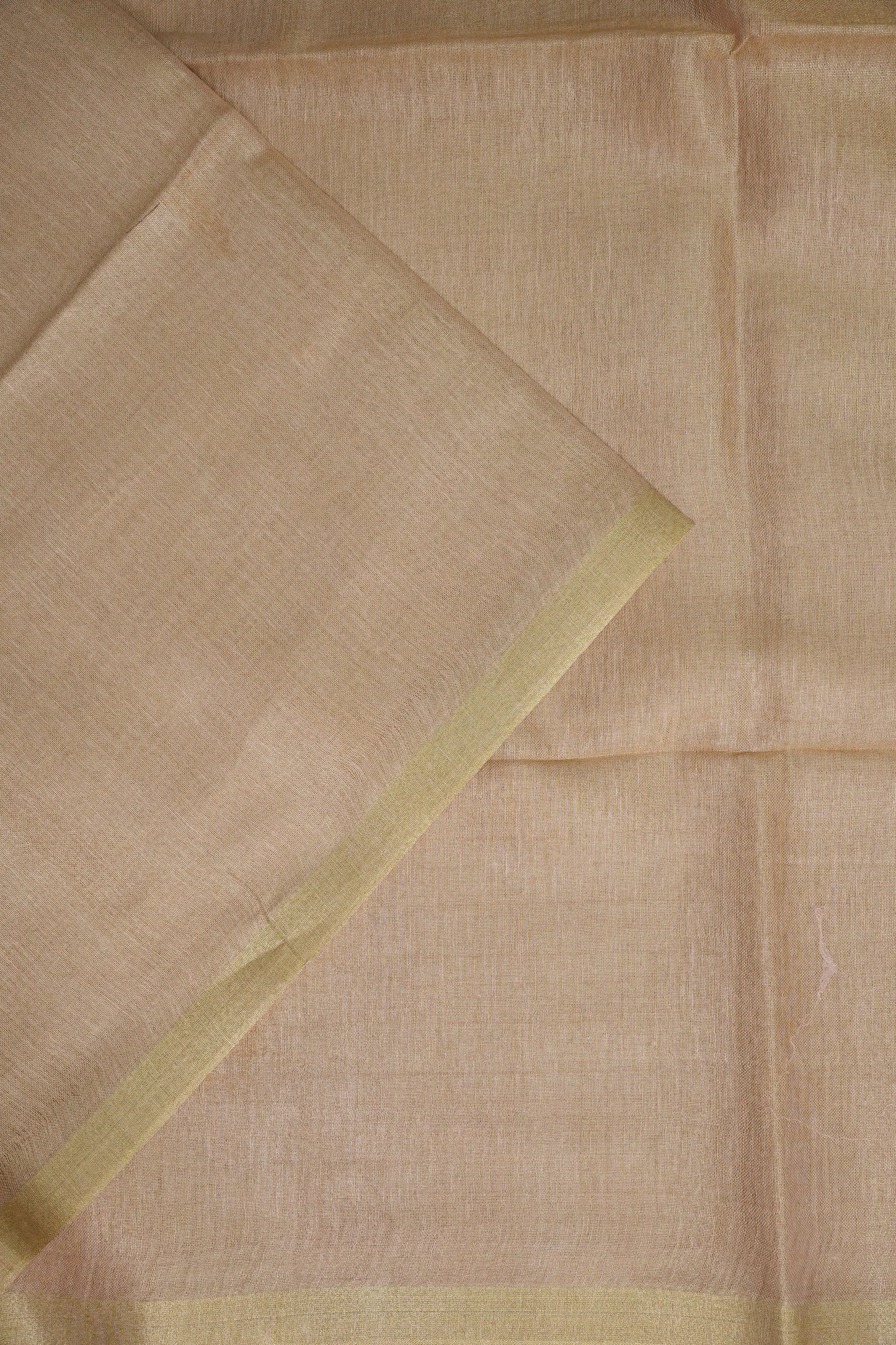 Champagne Beige & Soft Gold Tissue Linen Saree