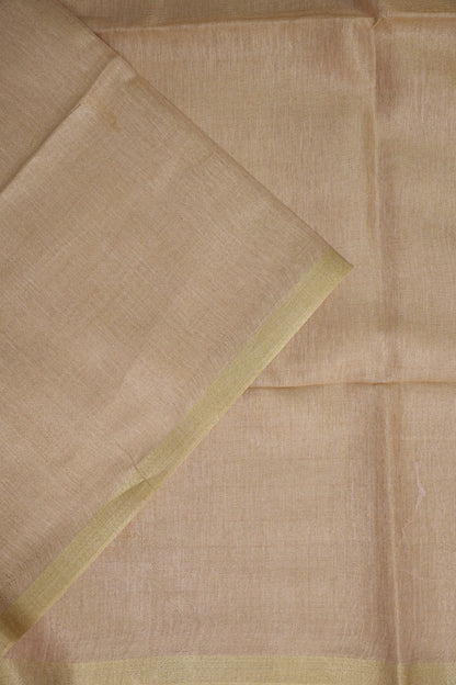 Champagne Beige & Soft Gold Tissue Linen Saree
