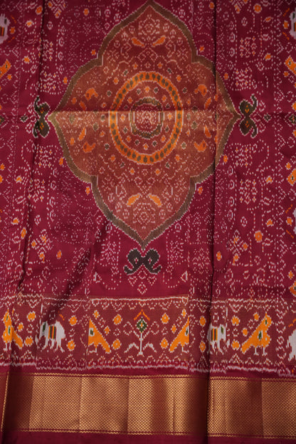 Pure Ikkat Soft Silk Saree - Green & Red