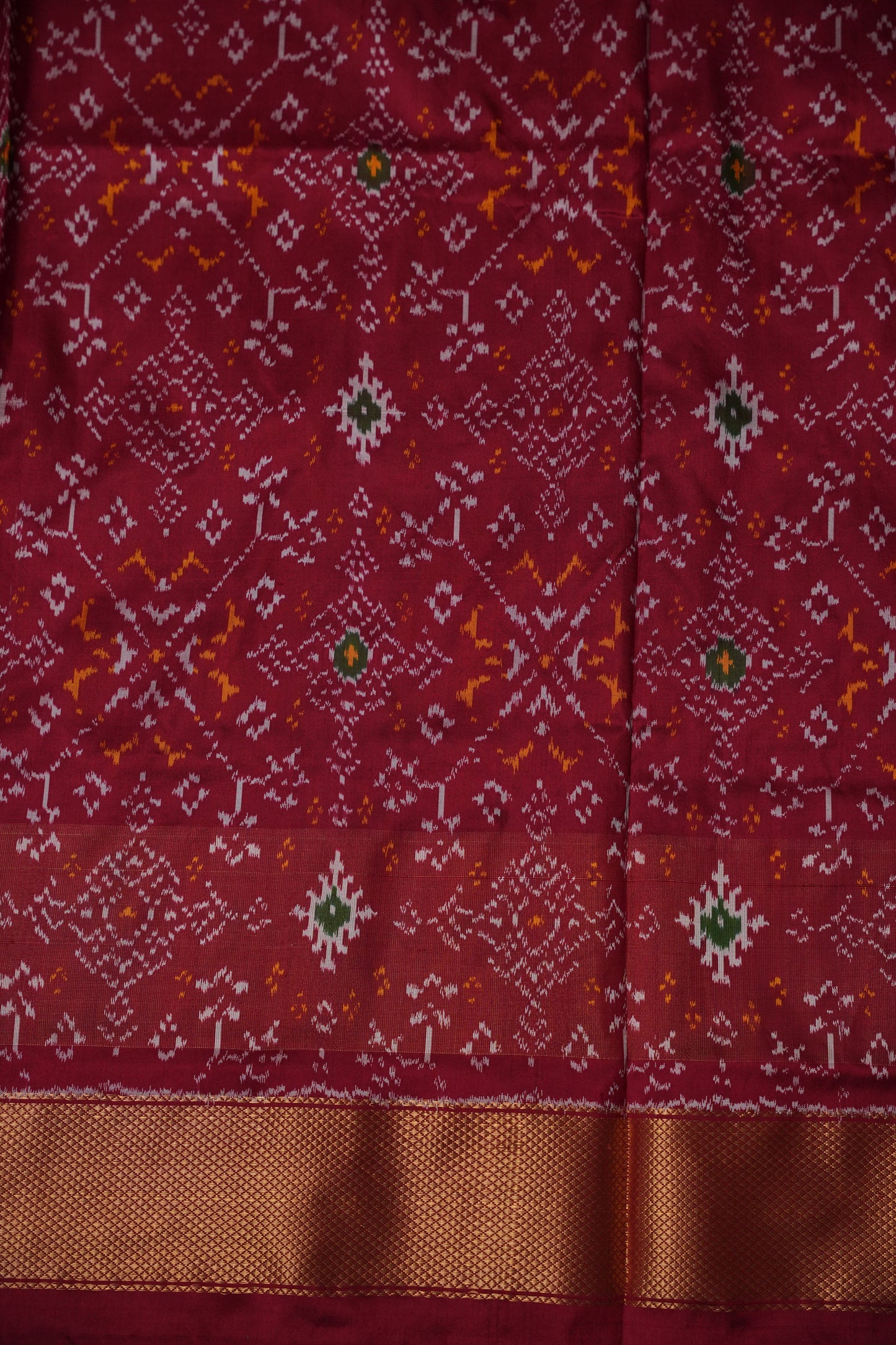 Pure Ikkat Soft Silk Saree - Green & Red