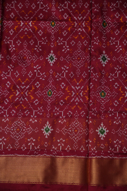 Pure Ikkat Soft Silk Saree - Green & Red