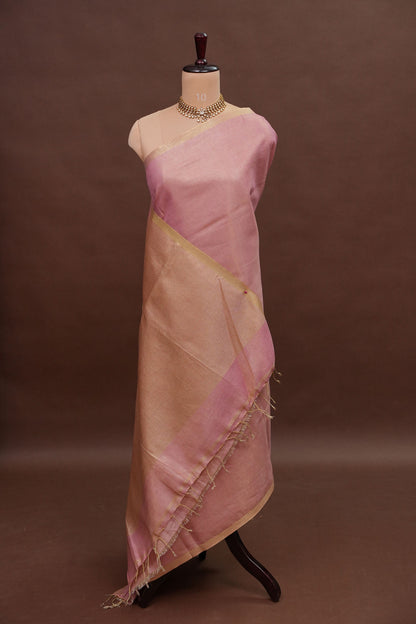 Blush Pink & Gold Tissue Linen Saree