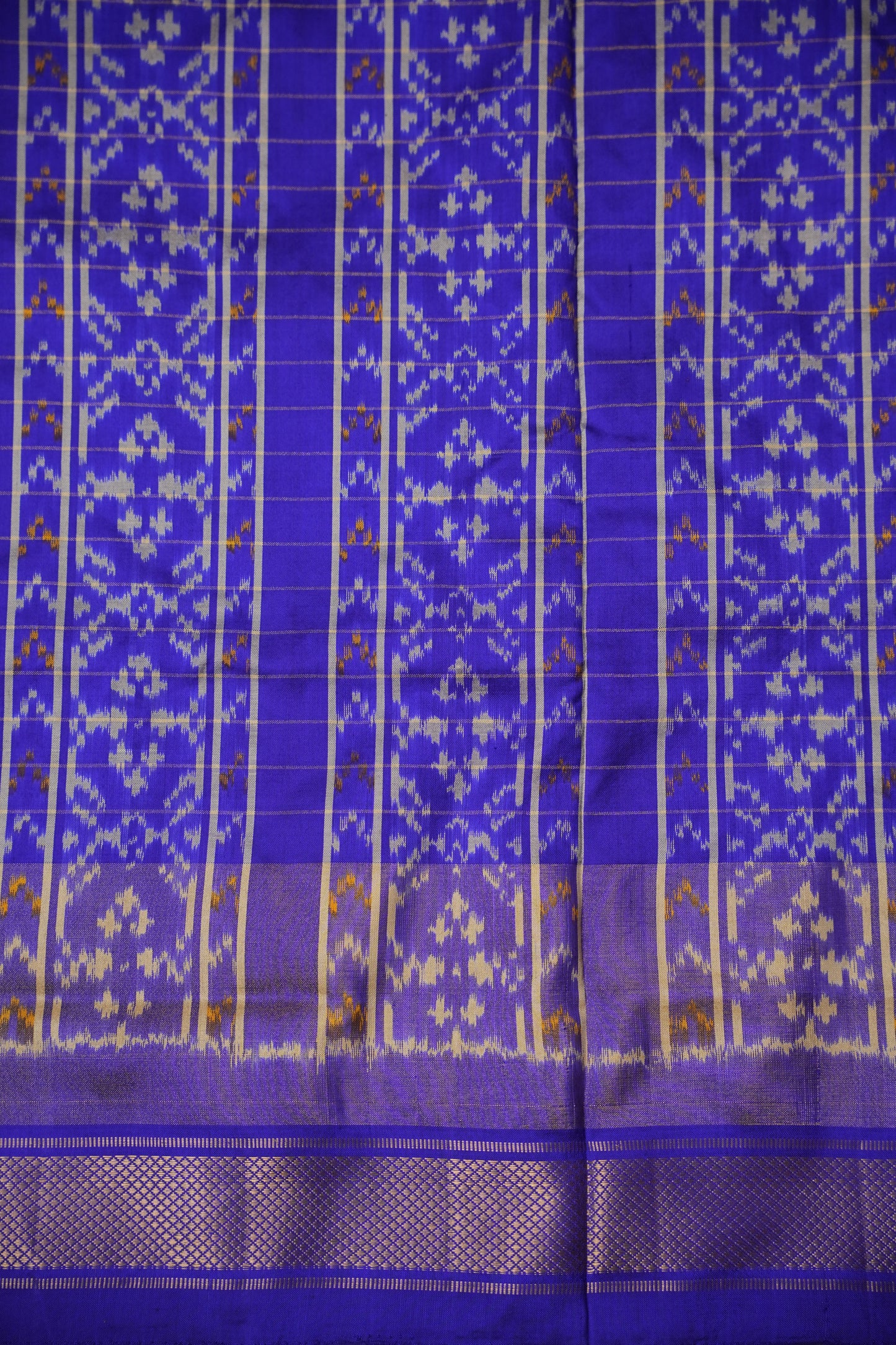 Pure Ikkat Soft Silk Saree - Dark Peach & Blue