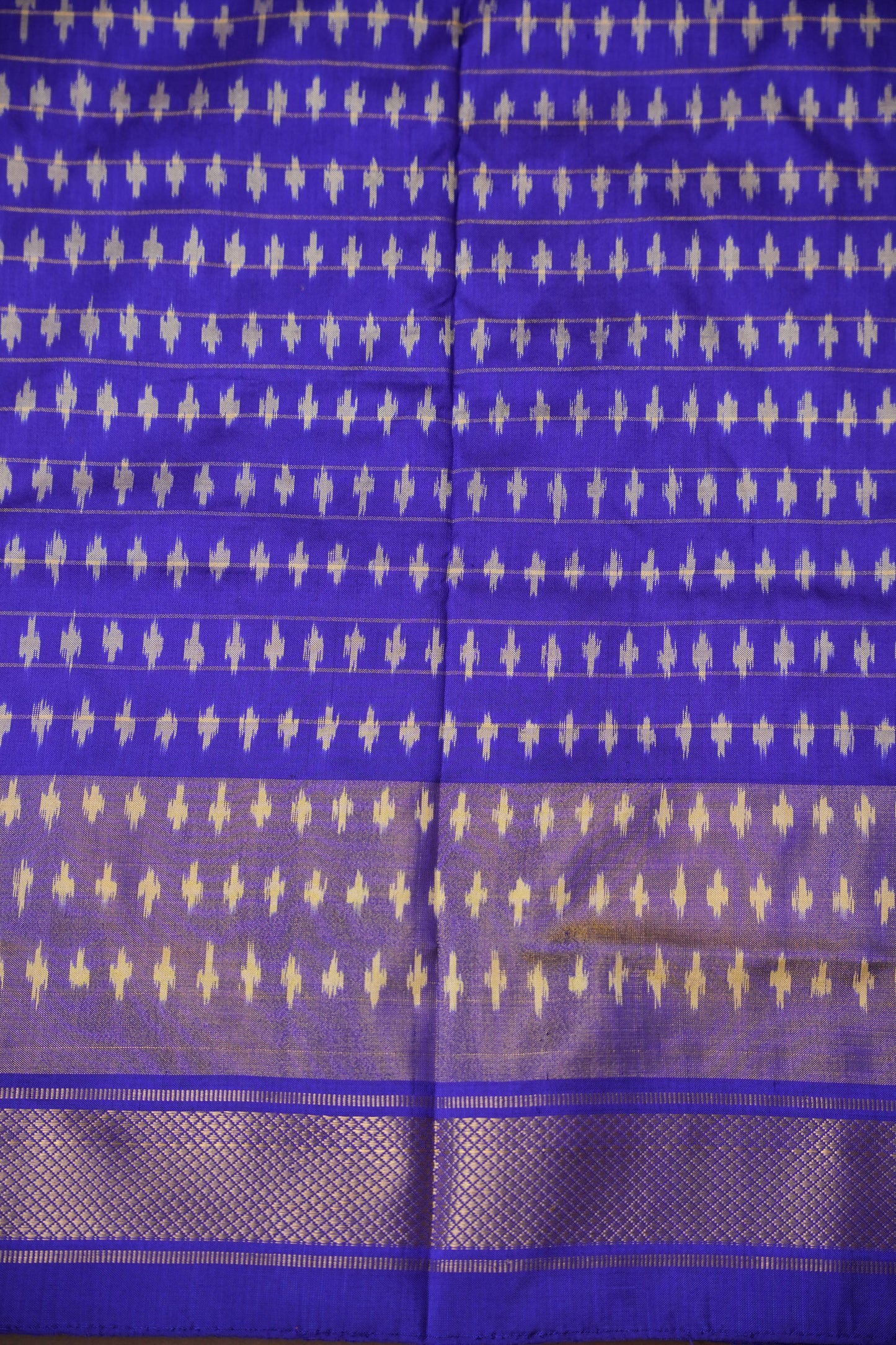 Pure Ikkat Soft Silk Saree - Dark Peach & Blue
