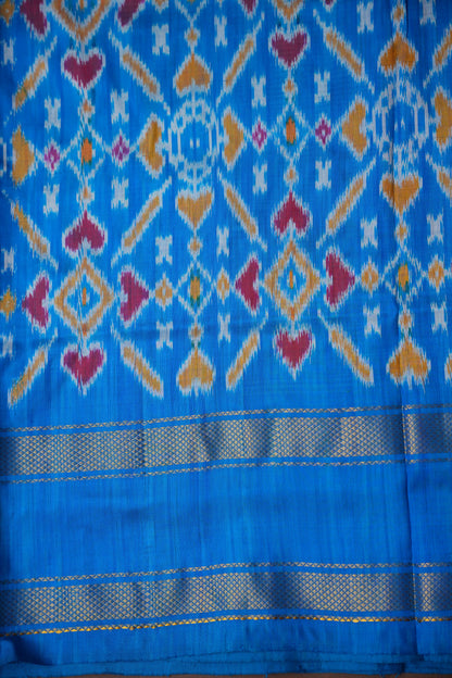Pure Ikkat Silk Soft Saree - Blue