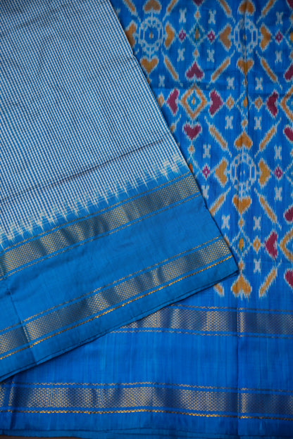 Pure Ikkat Silk Soft Saree - Blue