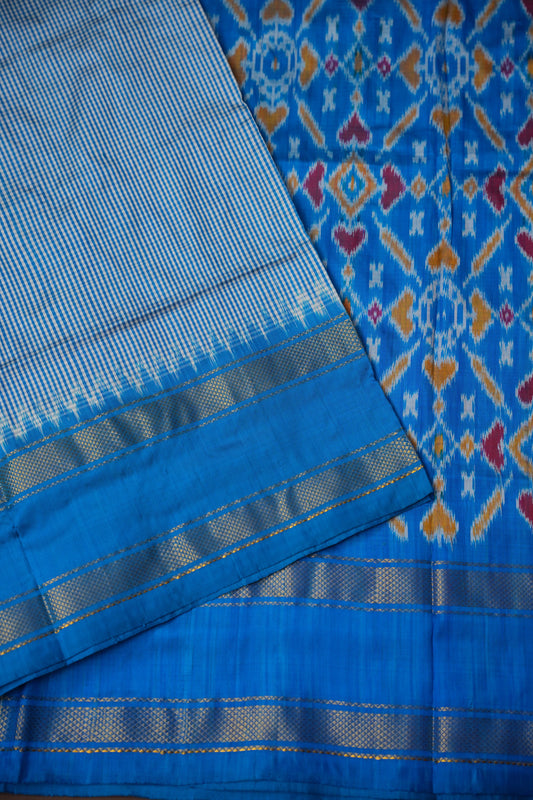 Pure Ikkat Silk Soft Saree - Blue