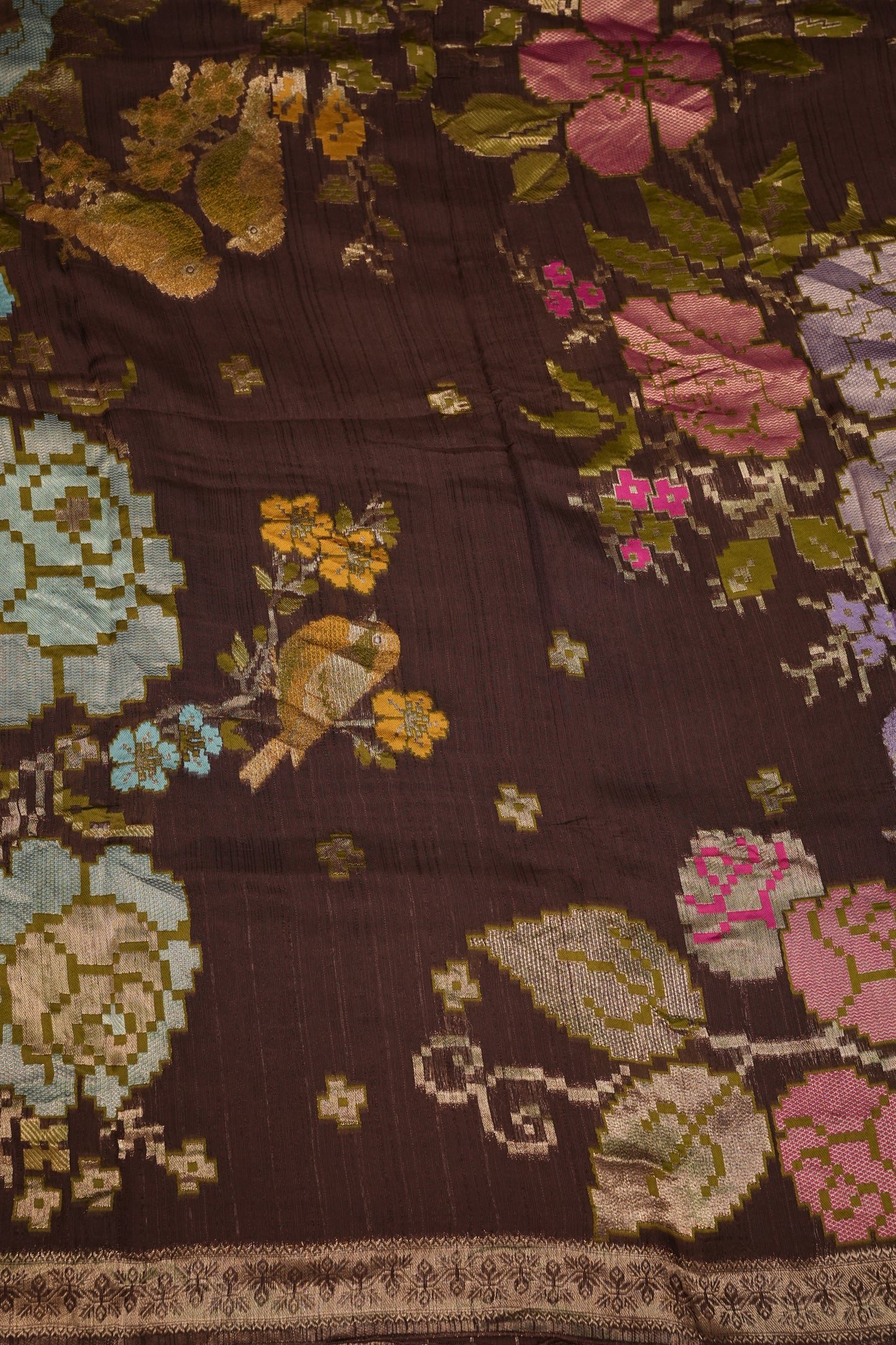 Soft Matka Banarasi Saree with Needle Design Work – Coffee Brown