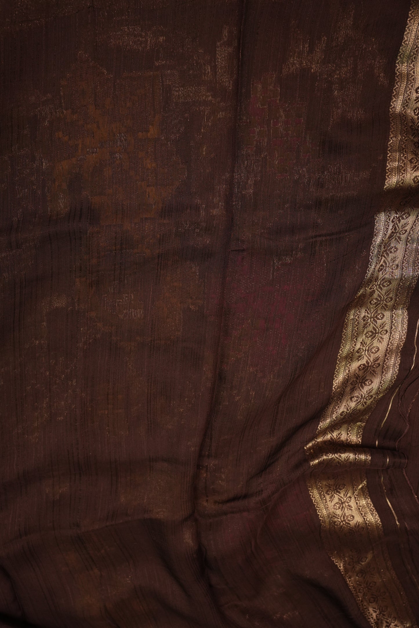 Soft Matka Banarasi Saree with Needle Design Work – Coffee Brown